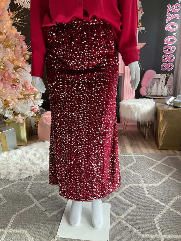 Ah25,117nov jupe bourgogne à paillettes