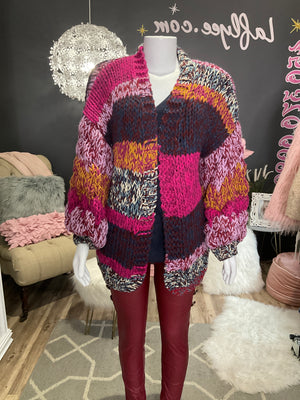 Ah25,328oct Veste multicolore à grosse maille