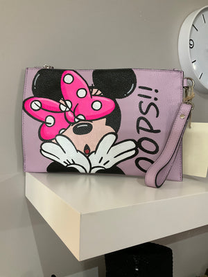 Sac à main mini oops , en cuir lilas peint par Vera Pelle 11 pouces et demi de large et 8 pouces de profondeur