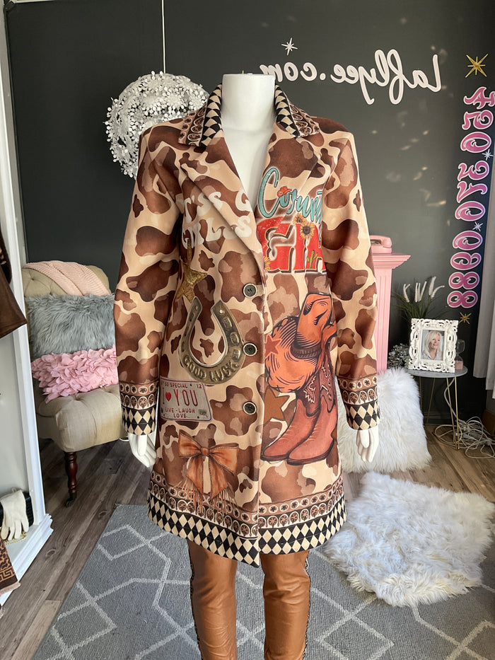 Ah25,324oct Manteau imprimé country girl