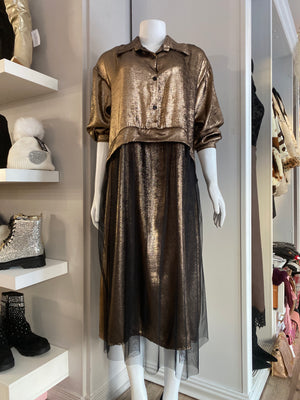 Ah25,203nov robe doré antique et tulle noire