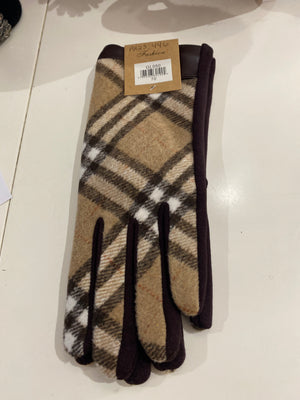 Ah25,446 gants carrelés brun et crème