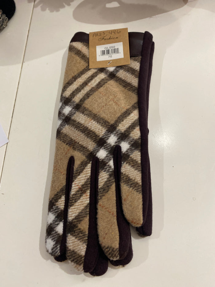 Ah25,446 gants carrelés brun et crème