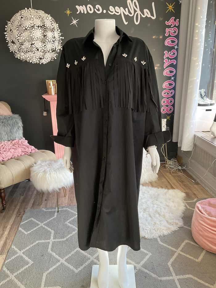 Ah25,201oct  Robe noires avec franches en coton avec pierres