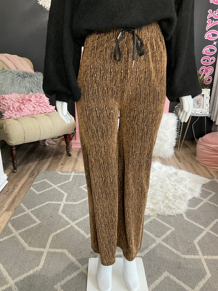 Ah25,113nov Pantalon or et noir avec pierres