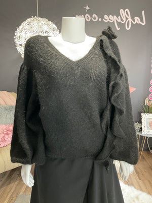 Ah25,14nov Haut noir avec appliquer de fleur