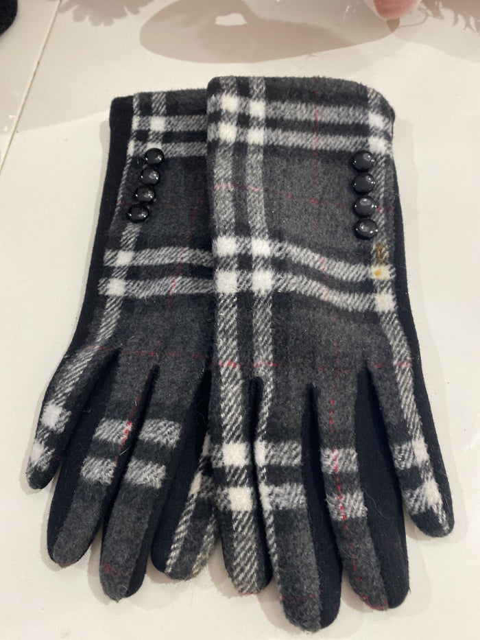 Ah25,445 gants noir carrelés gros et crème