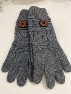 Ah25,444 gants gris en tricot avec boutons