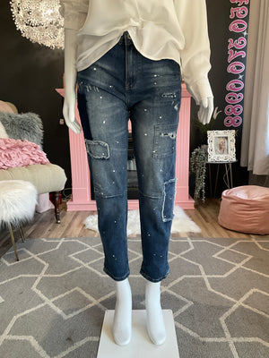 Ah25,103oct Jeans avec patch et effet éclaboussures&nbsp;