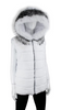 MMC154 VESTE BLANCHE AVEC DEVANT EN FOURRURE DE LAPIN ET CAPUCHON AVEC BORDURE DE RENARD VTMK12
