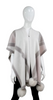 MMC142 PONCHO TAUPE EN TRICOT AVEC DÉTAIL DE BORDURE ET POMPON EN FOURRURE DE RENARD WRIM32