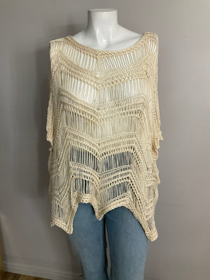 Pe26,34janv Haut a filet couleur sable Angela Mara taille unique