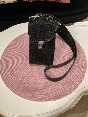 Sac bandoulière noir brillant