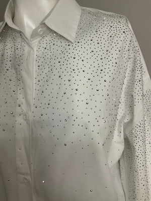 Pe26,34janv Chemisier blanc avec pierres taille grande Angela Mara