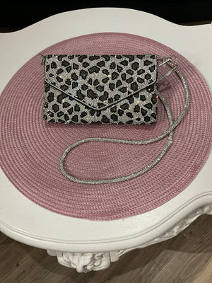 Sac à bandoulière argent et noir brillant