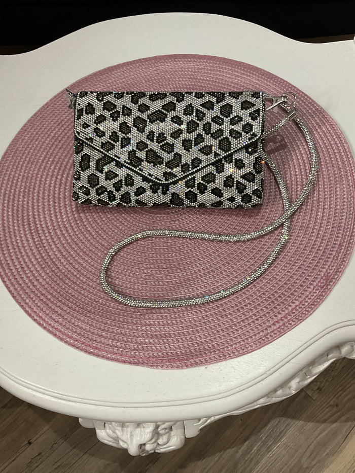 Sac à bandoulière argent et noir brillant