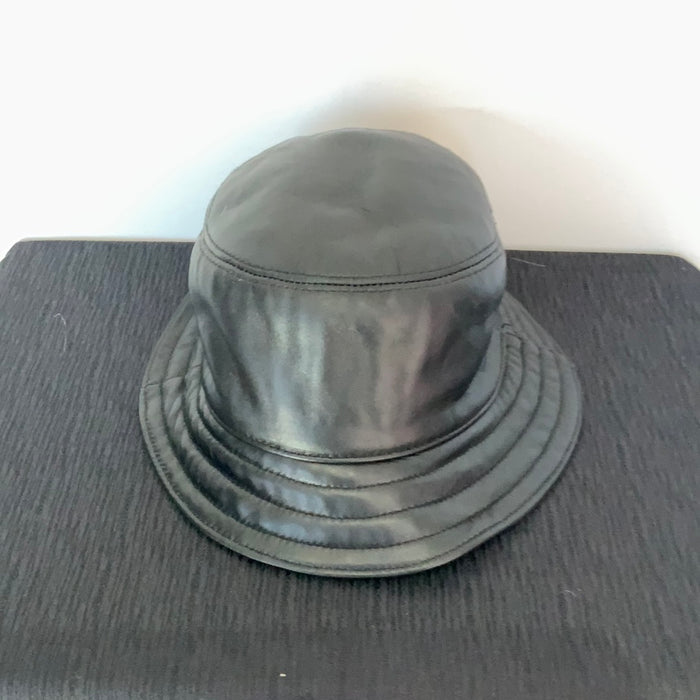 MMC28 Chapeau de seau en cuir noir Mitchie's HTMKO1