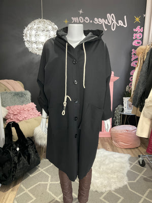 Ah25,307nov Manteau noir avec ailes dorées au dos