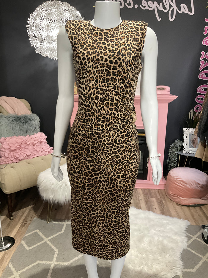 Ah25,200nov Robe imprimée de léopard