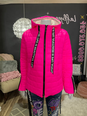Ah25,325oct  Manteau rose fluorescent