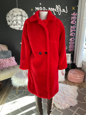 Ah25,300nov Manteau rouge molletonné