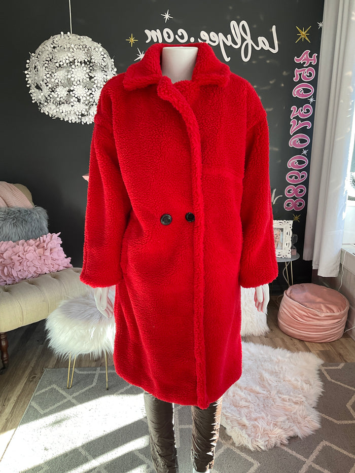 Ah25,300nov Manteau rouge molletonné