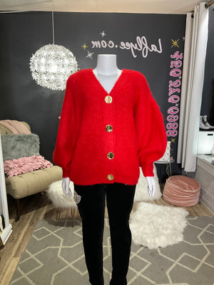 Ah25,327oct Veste rouge avec bouton doré 20% de laine