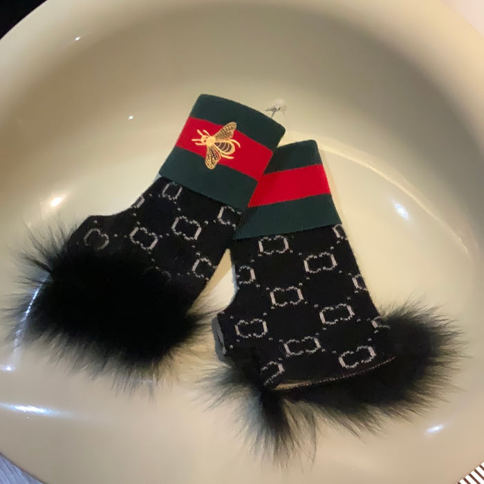 MMC91 Gants sans doigts avec monogramme Mitchie's