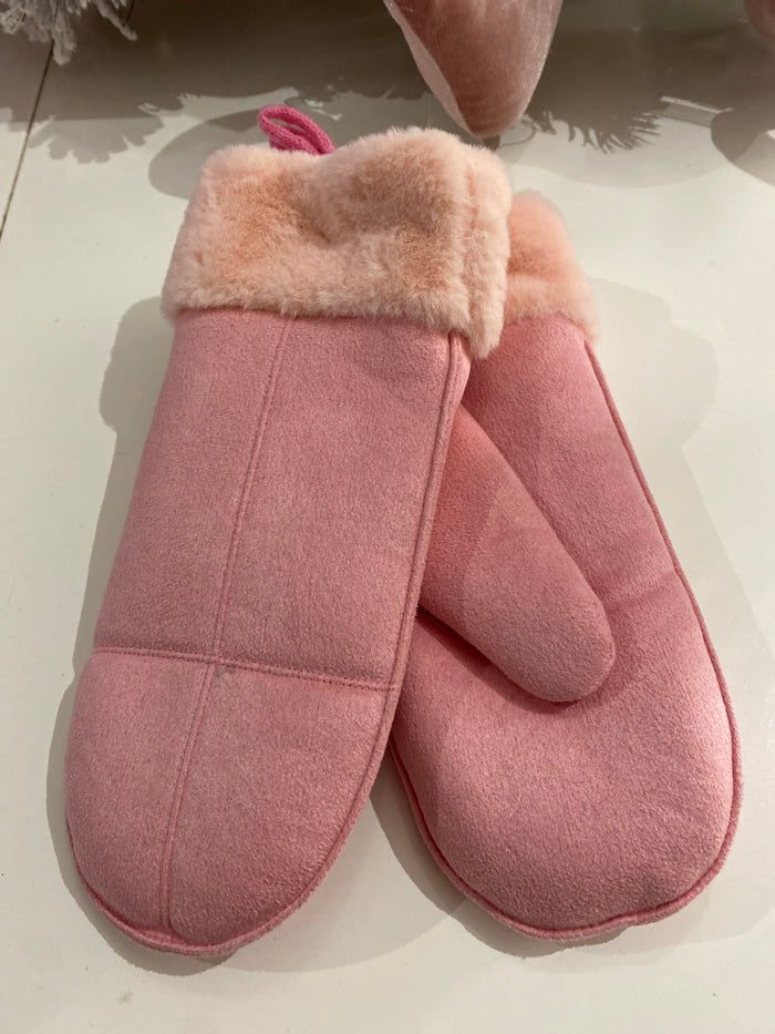 AH25,450 Mitaines roses en suedine pour enfants