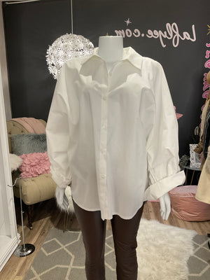 Ah25,5nov Chemisier blanc avec manches bouffantes