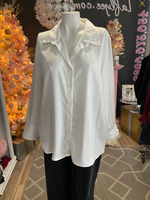 Ah25,7dec Chemisier blanc satiné grandeur xx large