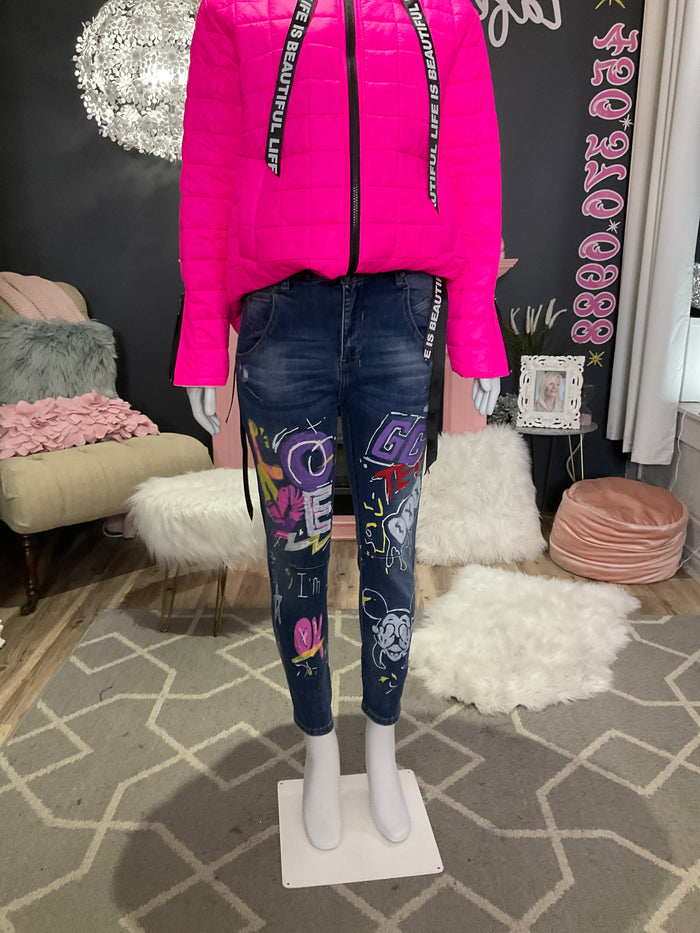 Ah25,126oct  Jeans graffiti multicolore