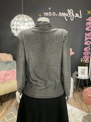 Ah25,12nov Haut argent métallique à collet baveux