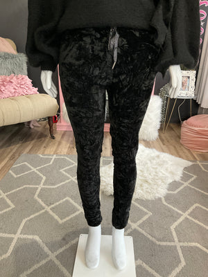 Ah25,112nov Pantalon noir en velours