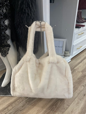 Ah25,400nov Sac en fourrure synthetique crème Angela Mara