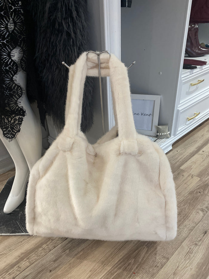 Ah25,400nov Sac en fourrure synthetique crème Angela Mara