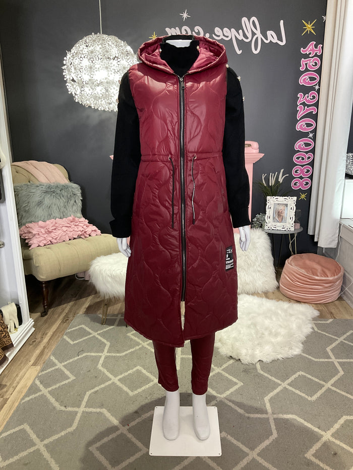 Ah25,326oct Veste doudoune bourgogne,taille unique