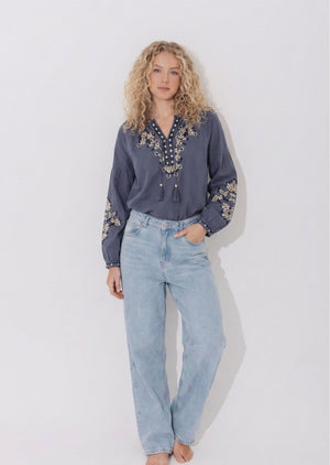 Ah26,11aout Blouse bleu gris