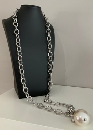 Merx 5 collier long argent à perle