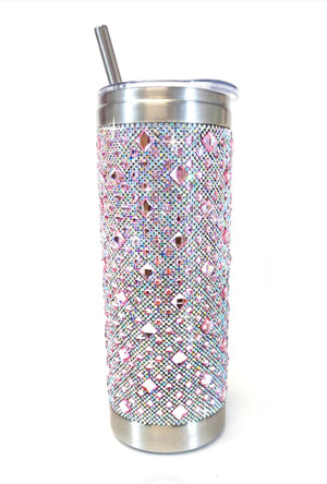 Gourde en cristaux aux roses flamingo pink de Jacqueline Kent JKT101.PK