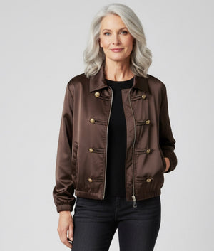 Ah26,309sept Jacquet brun satiné style militaire