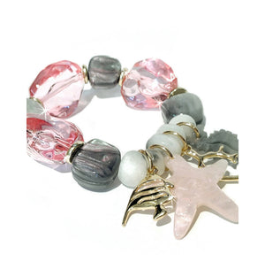 Bracelet plage rose, gris et étoile de Jacqueline Kent JKB353PKGY