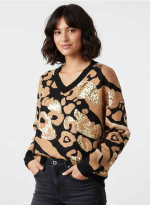 Ah26,31aout Haut noir et camel avec paillettes