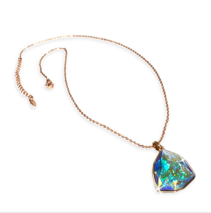 Collier chaine dorée et cristal iridescent JKN664.GOAB