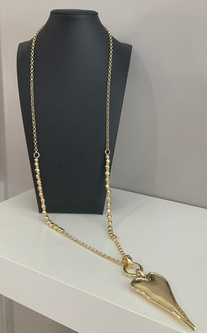 Merx 14 longue chaîne dorée à pendentif en cœur
