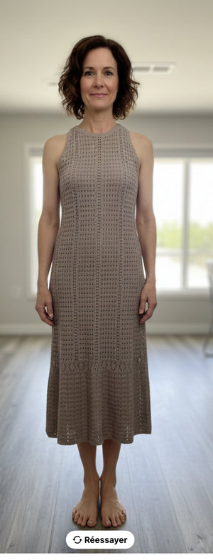 Pe26,201janv Robe beige en macramé doux taille unique 30 pouces de buste