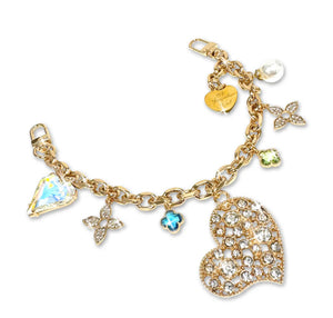 Chaine charming doree avec coeur et cristaux Jacqueline kent JPKC101.GOCK