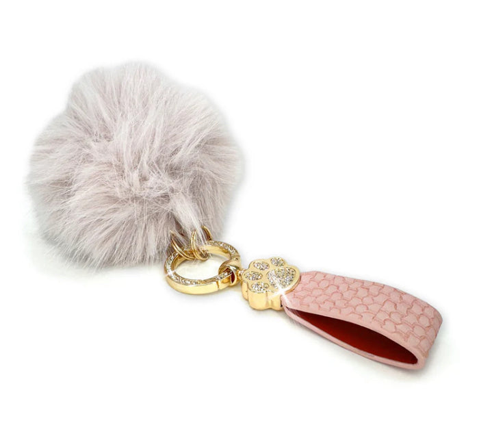 Porte-clé en fausse fourrure rose pale Jacqueline Kent JKFP104.LTPK