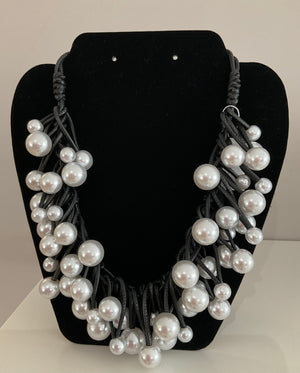 Merx 2 collier perles blanc-gris
