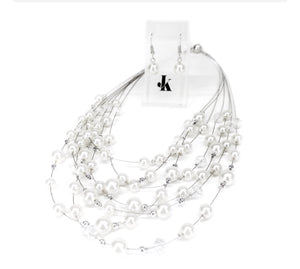 Collier et boucle d'oreilles perles blanches de Jacqueline Kent JKNE141.WH